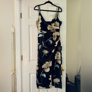 Lulu’s midi dress, navy blue floral, size large